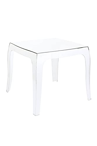 CLP Design-Kunststofftisch Queen I Pflegeleichter quadratischer Beistelltisch I Wetterbeständiger Outdoor-Tisch, Farbe:transparent