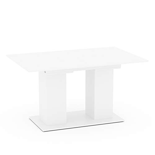 VICCO Esstisch DIX 90 x 140cm - 180 cm Esszimmertisch ausziehbar Küche Tisch (White)