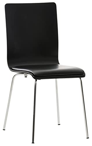 CLP Wartezimmerstuhl Pepe mit Kunstledersitz und stabilem Metallgestell I Konferenzstuhl mit ergonomisch geformter Sitzfläche, Farbe:schwarz/schwarz