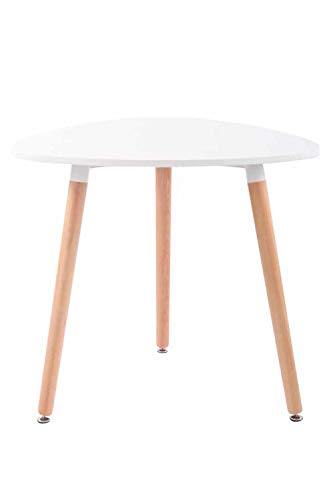 CLP Küchentisch ABENRA I Esstisch Mit MDF Tischplatte I Bistrotisch Mit Buchenholzgestell, Farbe:weiß, Größe:80 cm