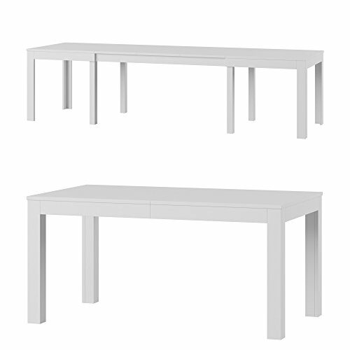 Tisch Küchentisch Esszimmertisch Esstisch WENUS Ausziehbar 160-300 cm (Weiß Matt)