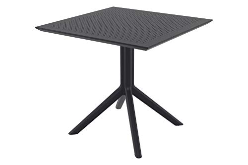 CLP Tisch Sky 80 x 80 cm I Wetterfester Gartentisch aus UV-beständigem Kunststoff I witterungsbeständiger Tisch, Farbe:schwarz