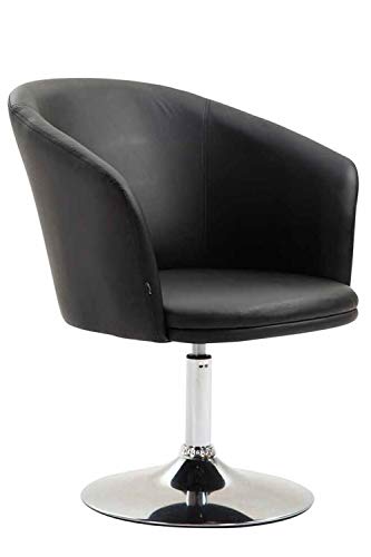 CLP Lounger Arcade mit hochwertigem Kunstlederbezug I drehbarer Sessel I Lehnstuhl mit Trompetenfuß I Sitzhöhe von 43 cm, Farbe:schwarz