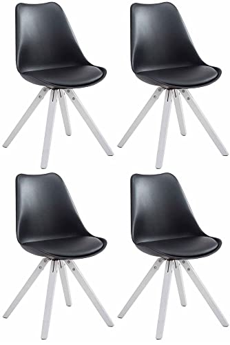 myangels 4er Set Stühle Toulouse Kunstleder weiß (Eiche) Square, Farbe:schwarz