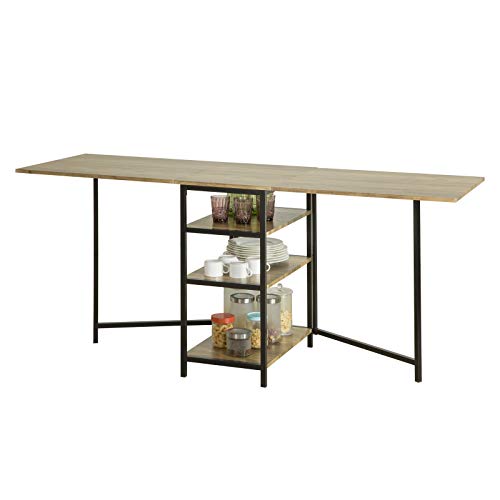 SoBuy FWT62-N klappbarer Esszimmertisch mit 3 Ablagen Klapptisch Küchentisch Holztisch Tisch Industrie-Design BHT ca.: 180x77x60cm