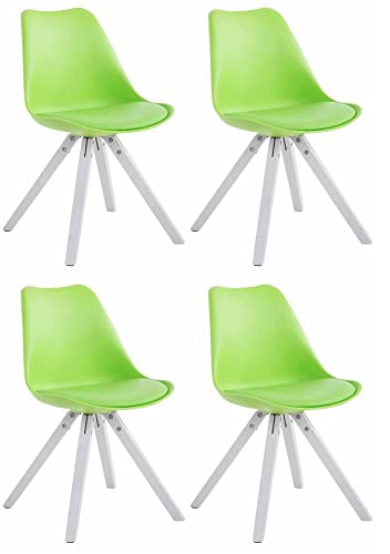 myangels 4er Set Stühle Toulouse Kunstleder weiß Square, Farbe:grün