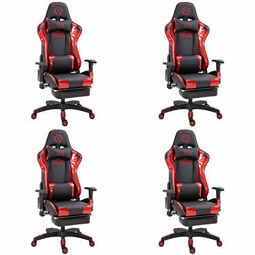 4X Racing Bürostuhl Gaming-Stuhl Turbo mit Fußablage Glanz schwarz/rot