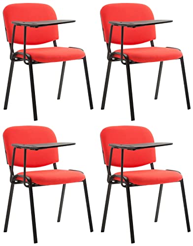 CLP 4er Set Stühle Ken mit Klapptisch Stoff I Gepolsterte Sitzfläche, Farbe:rot