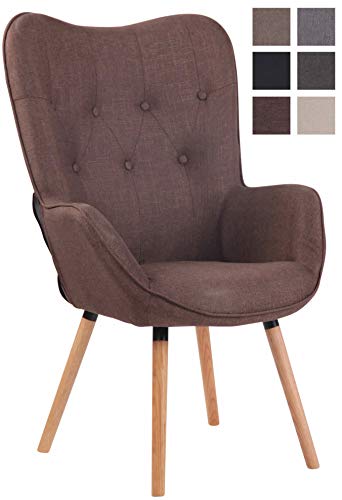 CLP Lounger Ashford Stoff I Ohrensessel Gepolstert I Sessel Mit Eichenholzgestell I Sitzhöhe: 50 cm, Farbe:braun, Gestell Farbe:Natura