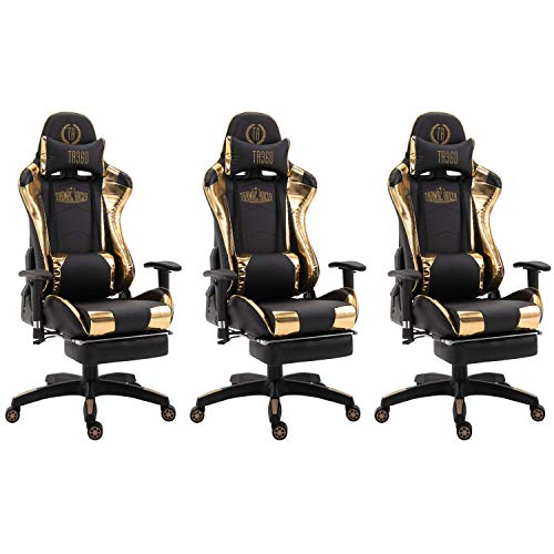 3X Racing Bürostuhl Gaming-Stuhl Turbo mit Fußablage schwarz/Glanz Gold