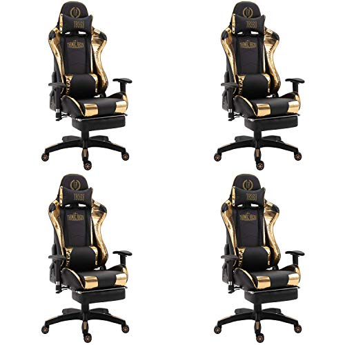 4X Racing Bürostuhl Gaming-Stuhl Turbo mit Fußablage schwarz/Glanz Gold