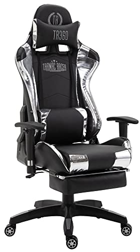 myangels Racing Bürostuhl Turbo mit Fußablage Glanz, Farbe:schwarz/weiß