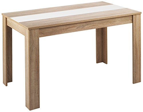 HOMEXPERTS Esstisch NICO / Küchentisch 140 cm / Esszimmertisch / Tisch in Sonoma Holz Eichen-Optik hell-braun / Wendeplatte in der Mitte wahlweise Schwarz oder Weiß / 140 x 80 x 75 cm (L x B x H)