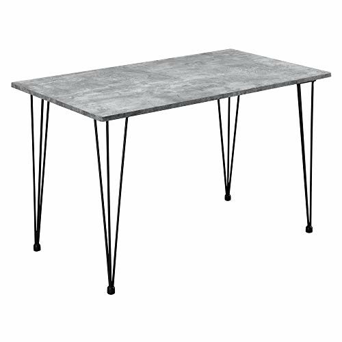 [en.casa] Design Esstisch 'Kiel' in Beton-Optik 120x70cm - Küchentisch Esszimmertisch Tisch mit Hairpin-Legs