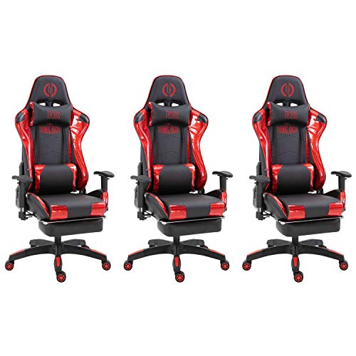 3X Racing Bürostuhl Gaming-Stuhl Turbo mit Fußablage Glanz schwarz/rot