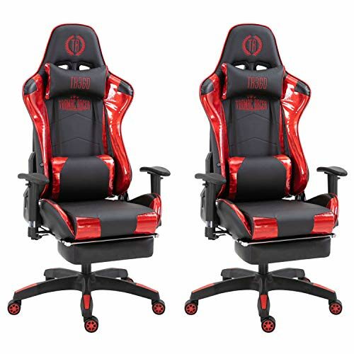 2X Racing Bürostuhl Gaming-Stuhl Turbo mit Fußablage Glanz schwarz/rot