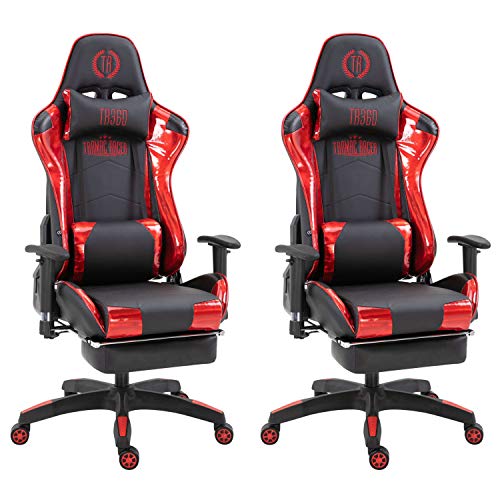 2X Racing Bürostuhl Gaming-Stuhl Turbo mit Fußablage Glanz schwarz/rot