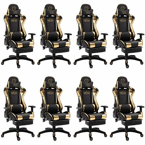 8X Racing Bürostuhl Gaming-Stuhl Turbo mit Fußablage schwarz/Glanz Gold