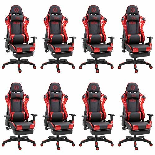 8X Racing Bürostuhl Gaming-Stuhl Turbo mit Fußablage Glanz schwarz/rot