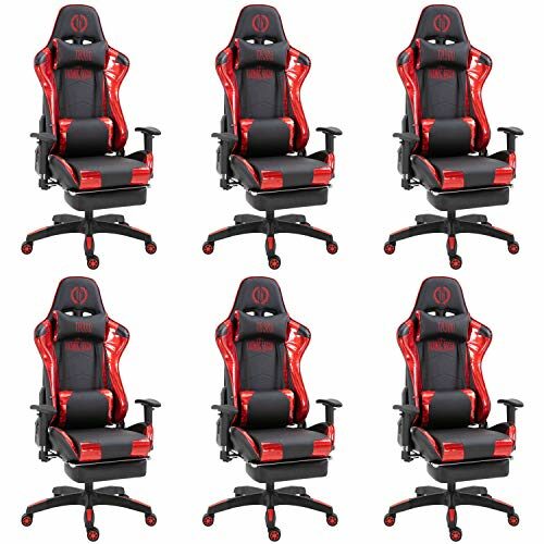 6X Racing Bürostuhl Gaming-Stuhl Turbo mit Fußablage Glanz schwarz/rot