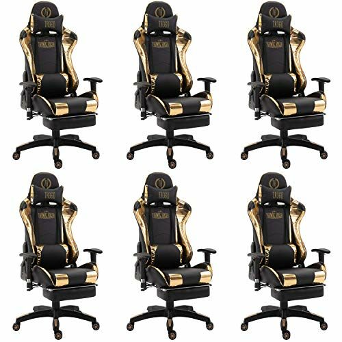 6X Racing Bürostuhl Gaming-Stuhl Turbo mit Fußablage schwarz/Glanz Gold