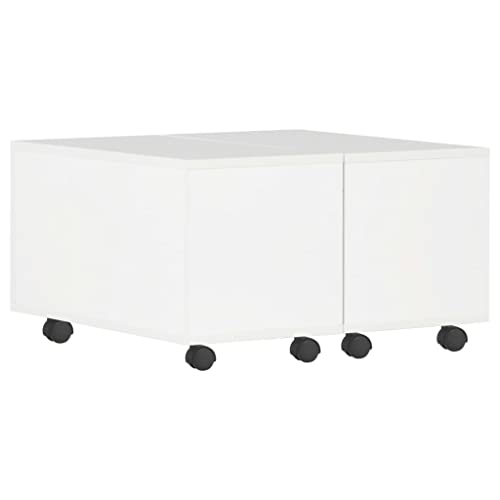 vidaXL Couchtisch Ausziehbar mit Stauraum Wohnzimmertisch Beistelltisch Kaffeetisch Sofatisch Tisch Hochglanz-Weiß 60x60x35cm Holzwerkstoff