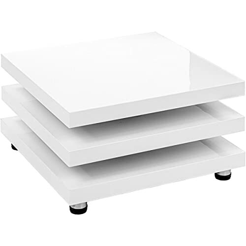 STILISTA® Couchtisch 360° schwenkbare Tischplatten, Cube-Design, Verschiedene Größen und Farben, 60 x 60 cm Hochglanz weiß