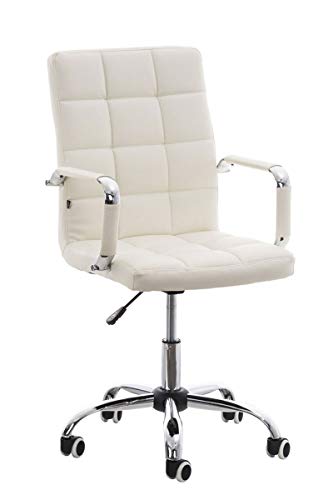 CLP Bürostuhl Deli V2 mit Kunstlederbezug und hochwertiger Polsterung I Drehstuhl mit höhenverstellbarer Sitzhöhe, Farbe:weiß
