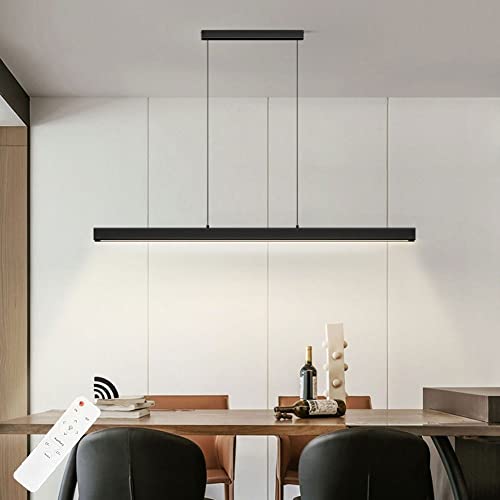 Moderne LED pendelleuchte esszimmer dimmbar hängelampe esstisch schwarz, Linear design hängeleuchte mit Fernbedienung, 36W Wohnzimmerlampe hängend Höhenverstellbar Esstischlampe, Bürolampe, Lang100cm