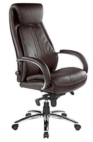 Kijng Chefsessel Throne - Braun Echtleder - Ergonomischer Bürostuhl Schreibtischstuhl Drehstuhl Sessel Stuhl
