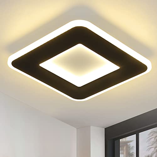 Homefire Deckenlampe LED Deckenleuchte Schlafzimmer - 23W Schlafzimmerlampe Schwarz Warmweiß Küchenlampe Modern Design Wohnzimmerlampe Quadratisch Deckenbeleuchtung für Wohnzimmer Küche Flur