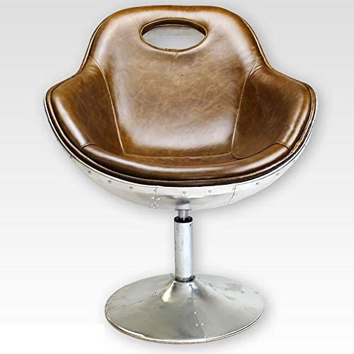 Phoenixarts Leder Sessel Wohnzimmer | Loungesessel Braun Cocktailsessel | Drehsessel Clubsessel Drehstuhl ohne Rollen - 703