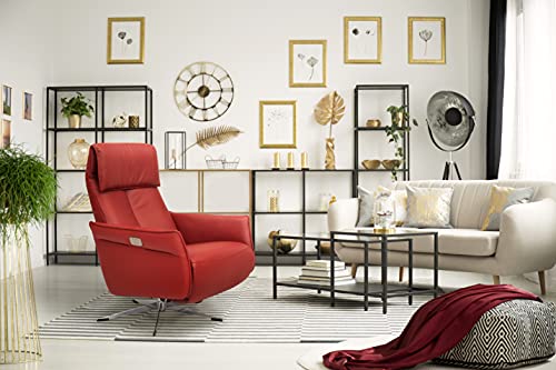 Scandico TV-Sessel Sessel Finn / Drehbarer Relax-Sessel mit 2-motorischer Rücken- und Fußteil-Verstellung / Herz-Waage-Position / 72 x 103 x 86 / Leder Rot