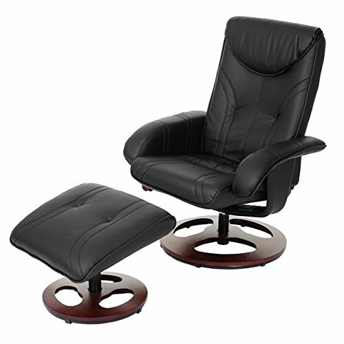 Mendler Relaxsessel HWC-C46, Fernsehsessel Sessel mit Hocker, Kunstleder - schwarz