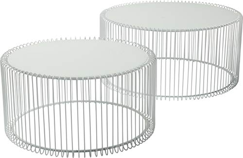 Kare Design Couchtisch Wire (2/Set), Weiß, 33,5x69,5x69,5cm