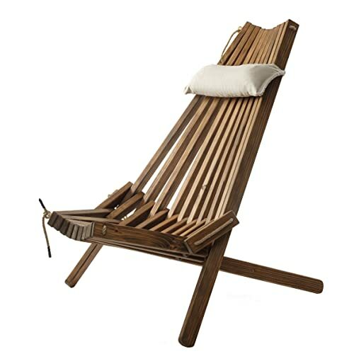 BOGATECO Klappbarer Gartenstuhl aus Holz mit dem Kopfkissen | 100 x 55 x 30 cm | Rückenlänge 90 cm | Sonnenliege | Komfortabel, Stabil & Funktional (Dunkelbraun)