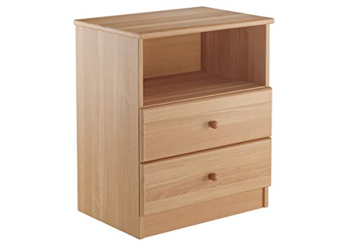 Erst-Holz® 90.20-K35 hohe Nachtkonsole Buche Nachttisch mit Zwei Schubladen und offenem Fach