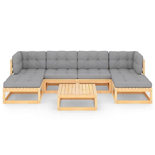 Tidyard 7-TLG. Lounge Gartenmöbel Set, Loungemöbel Garten Holz, Gartenlounge Set, Modulares Sofa mit Kissen Kiefer Massivholz