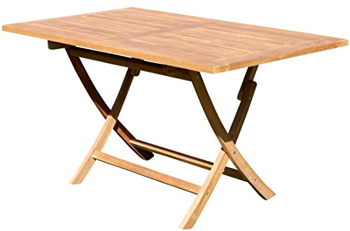 ASS ECHT Teak Holz Teaktisch Klapptisch Holztisch Gartentisch Garten Tisch in verschiedenen Größen zum Klappen von Größe:140x80cm