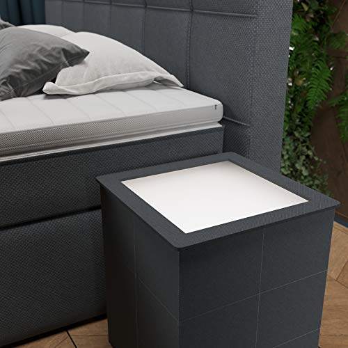 INNOCENT® Nachttisch Morano mit LED in | Anthrazit Grau N14 | Moderner Beistelltisch passend für Boxspringbett (en) | Nachtkonsole für Betten, Polsterbetten