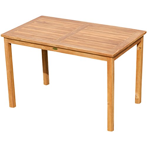 ALEOS. echt Teak Holztisch 120x70 cm Gartenmöbel Gartentisch Garten Tisch Holz sehr robust aus der Serie Alpen