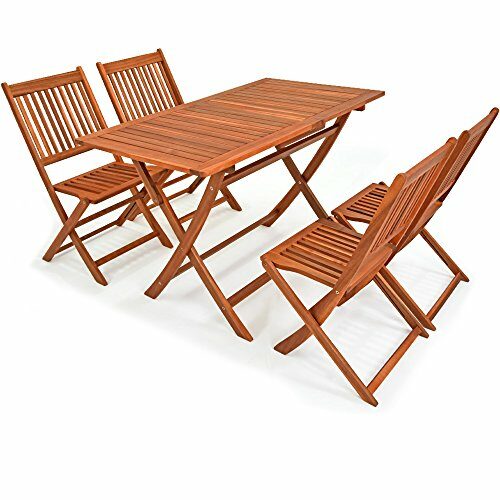 Casaria Sitzgruppe Sydney Light FSC®-zertifiziertes Akazienholz 5-teilig klappbar Sitzgarnitur Holz Gartenmöbel Set Essgruppe