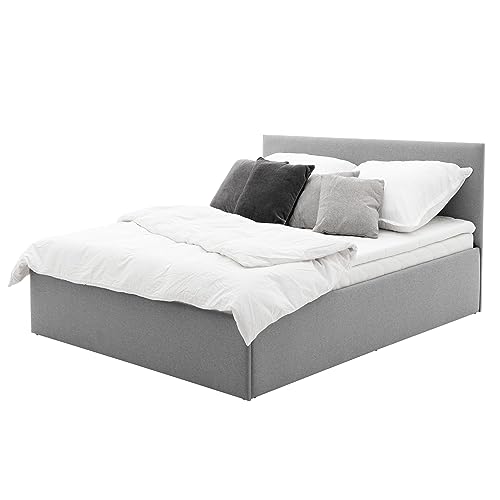 Healancy Biomedical Polsterbett - Modern Double Bed - Schlafbett - Bett für Schlafzimmer - Doppelbett mit Lattenrost - Hellgrau - 160x200 cm
